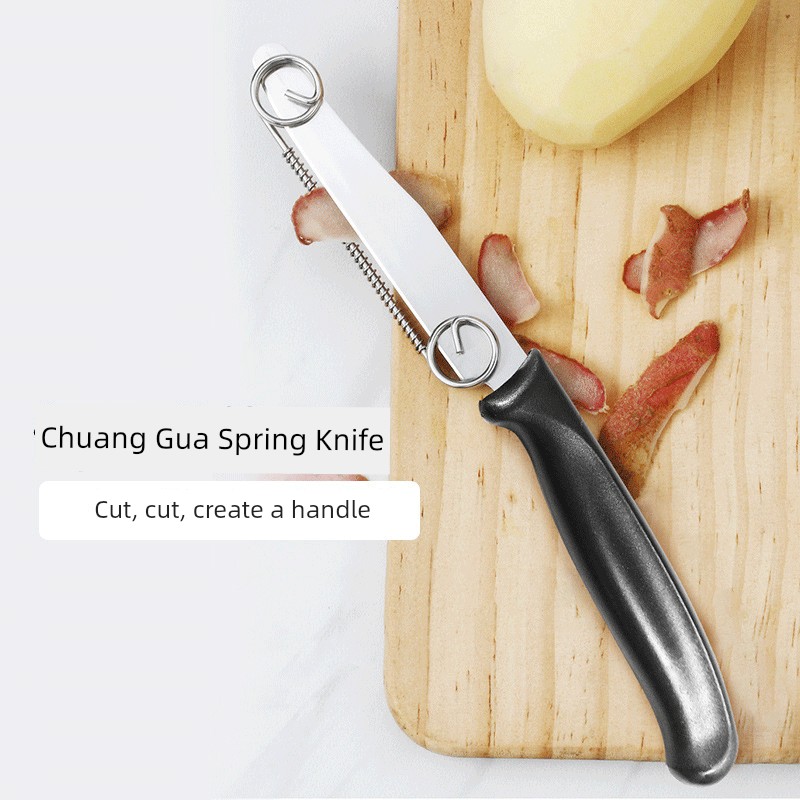 Adjustable Spring Peeler Fruit Knife Peeling 2-in-1 For Home Multi-Functional Fruit Vegetable Slicer