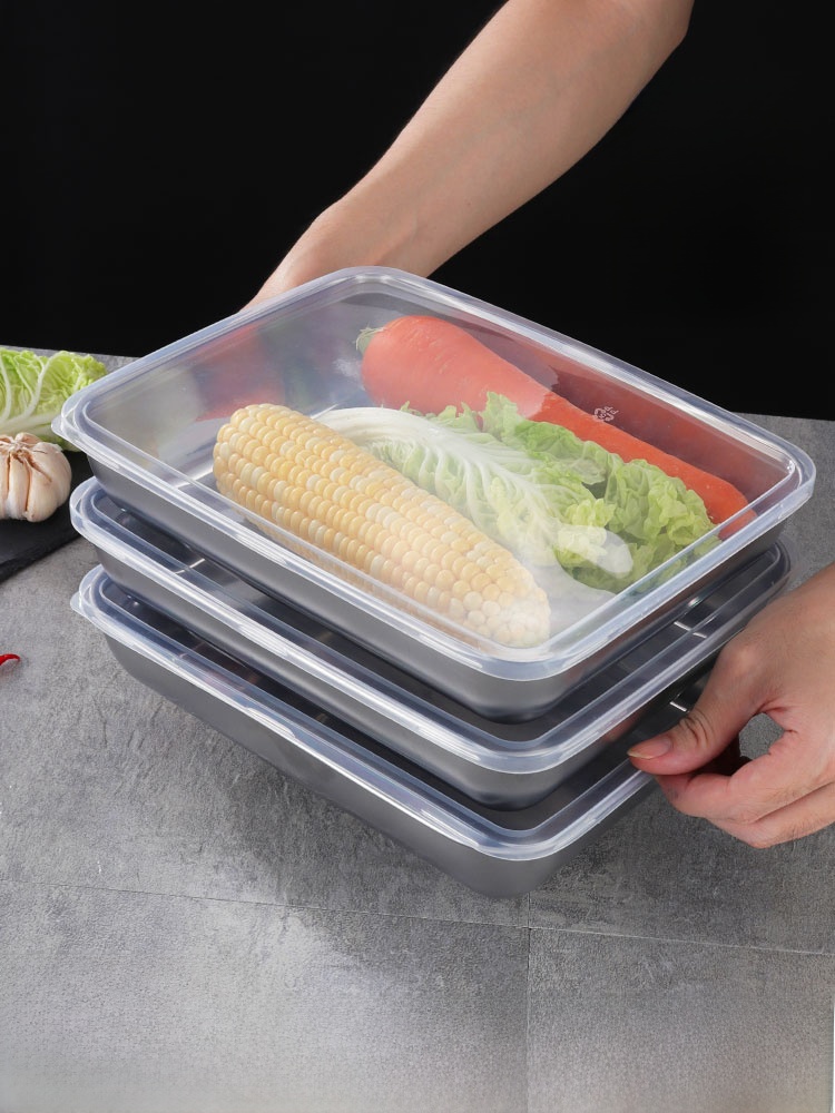 Refrigerator Storage Box Dumplings with Lid Refrigerated Stainless Steel