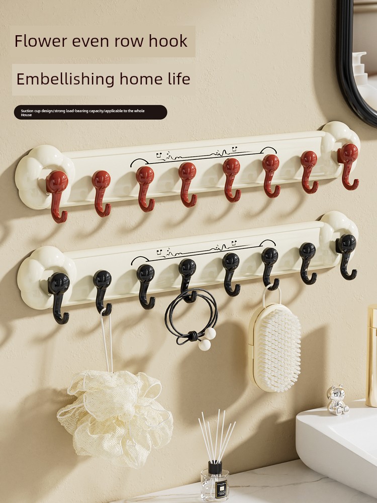 Suction Cup Flower Row Hook Strong Load-Bearing Bathroom Bathroom Door Hanging Towel No-Punch Sticky Hook Hook