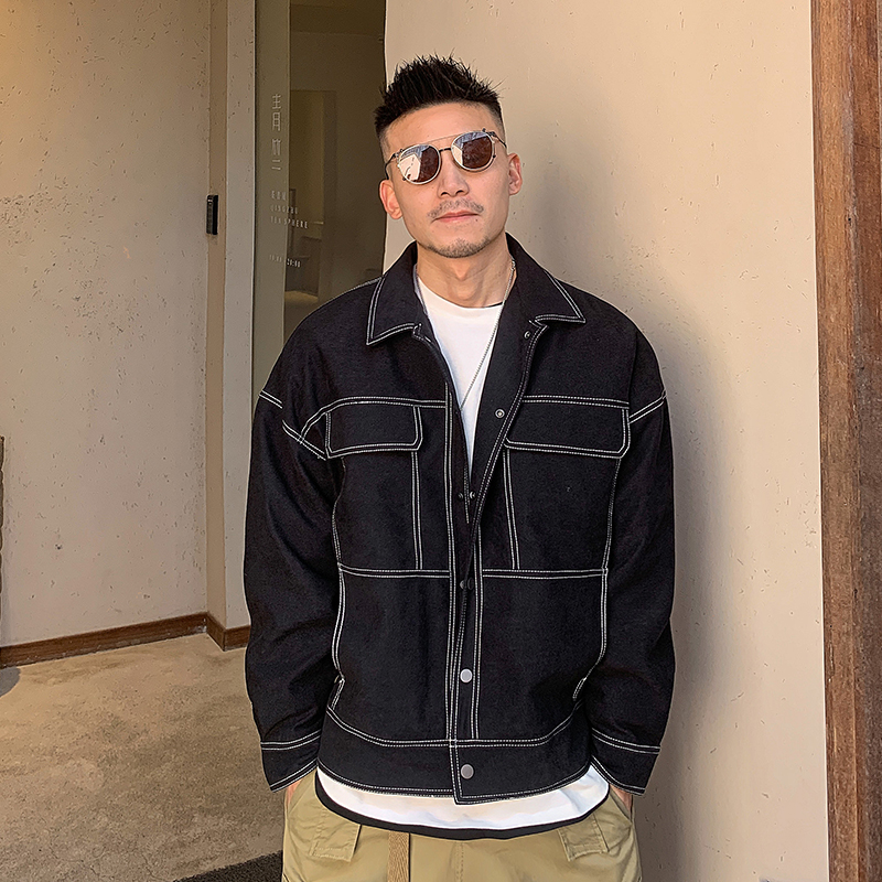 Uncle Bar Spring and Autumn Men New Arrival Turn-down Collar Coat Loose Silm Coat Long Sleeves Jacket K-style Casual American Fashion