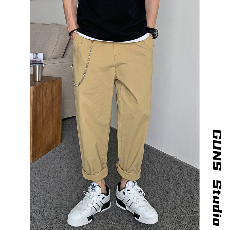 Uncle BA Summer New Arrival Men Pure Color Silm Straight-leg Casual Pants Trendy American Fried Street Handsome Harem Pants Fashion