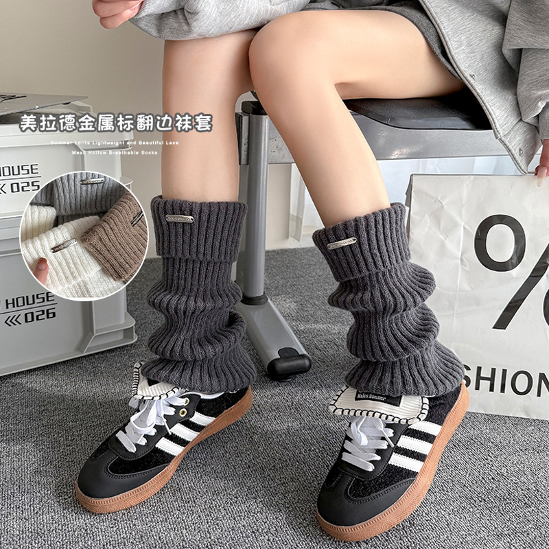Knitted Leg Warmers Women's Fall and Winter Keep Warm Pure Color Flip-up Silver Standard Sexy Pile Style Knee Socks Socks Y2g Show Leg Slim Sleeves