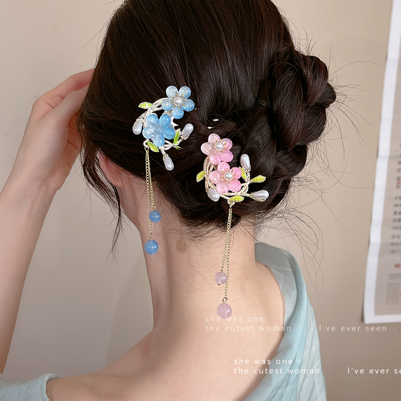 New Chinese Style National Style Tassel Hairpin Female Chinese Ancient Style Elegant Updo Hair Clasp Han Dynasty Hairpin Horse-Face Skirt Ornaments Hair Accessories
