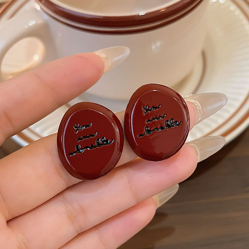 Ankela Red Oil-Spot Glaze Stud Earrings Female 2024 New Arrival Best Selling Fancy Niche Style Design Sense Earrings Autumn/Winter Earrings