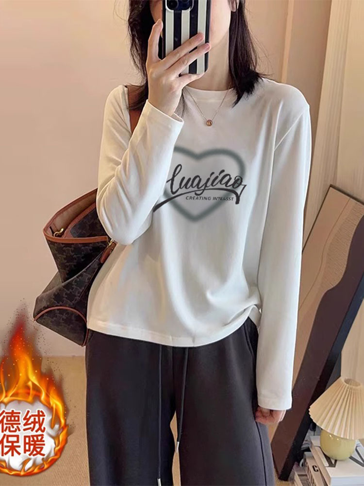 Dralon White Bottoming Shirt 2025 New Arrival Women's Autumn and Winter Thick Warm Inner Wear Long Sleeve T-shirt Loose Slim Looking Tops