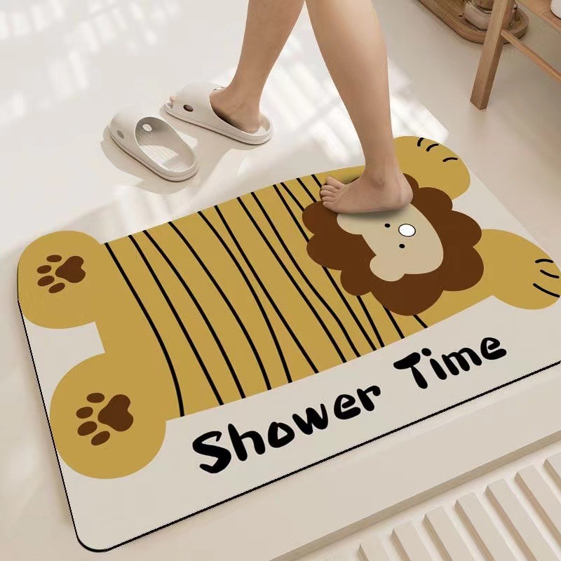 Easy Floor Mat Door Washing Stain-Resistant Home Cartoon Floor Mat Non Slip Carpet Floor Mat Bathroom Mud Diatom Care