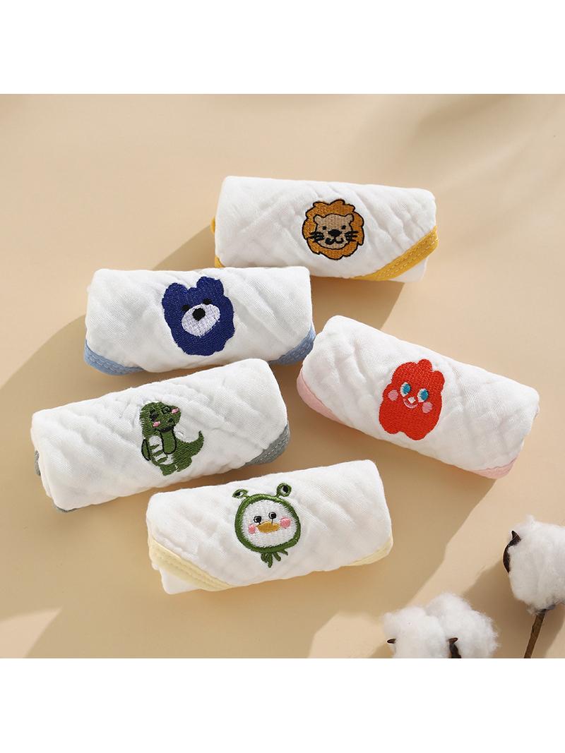 Jujiajia Pure Cotton Six-Layer Gauze Embroider Kerchief for Babies Class Small Tower Newborn Children's Saliva Towel Soft and Absorbent