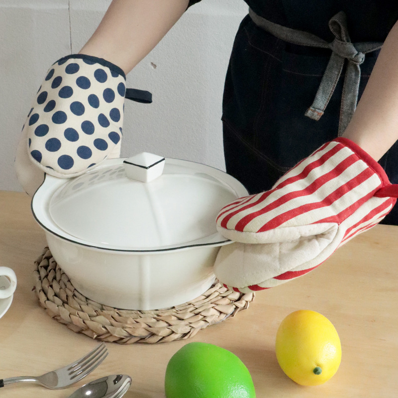 Microwave Wave Point Anti-Insulation Gloves For Home Thickened Cover Gloves Hot Oven Cotton Gloves High Temperature Resistant