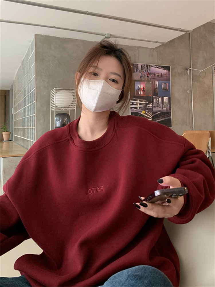 Casual round Neck Hoodie Women Spring and Autumn 2025 Oversize Loose American Lazy Chic Slimming Print Top