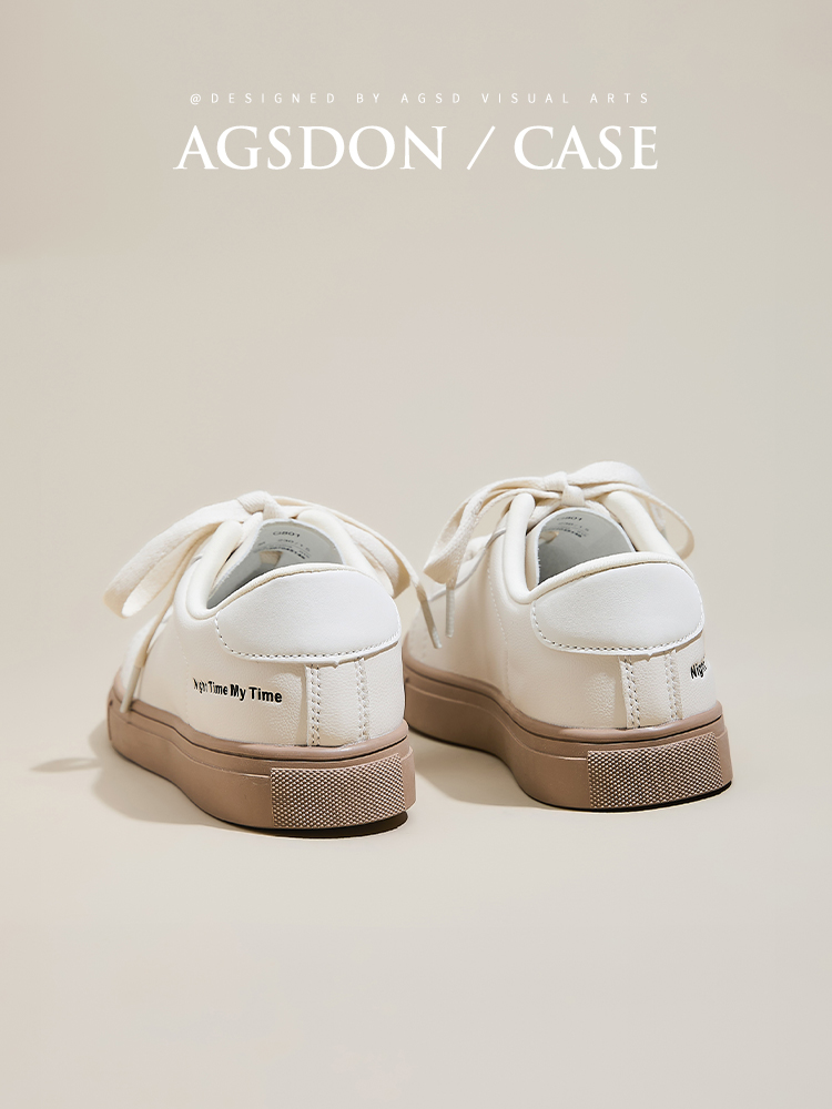 Augusto Flats White Shoes Female 2025 New Arrival Spring Leather plus Velvet Soft Bottom Best Selling Casual Sports Skate Shoes
