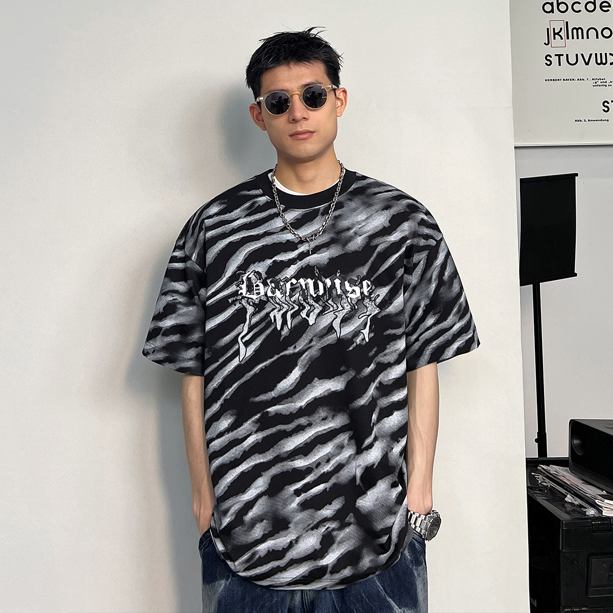 Uncle Bar Heavy Weight Short Sleeve T-Shirt Men's Summer American High Street Fashion Brand Loose Casual Half Sleeve T-shirt Fashion Design
