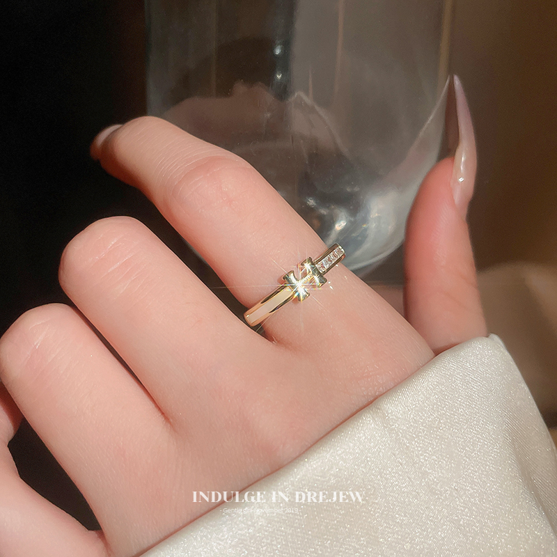 Letter H Open-End Zircon Ring High-End and Fashionable Stylish Index Finger Ring Light Luxury Minority Exquisite Jewelry Autumn
