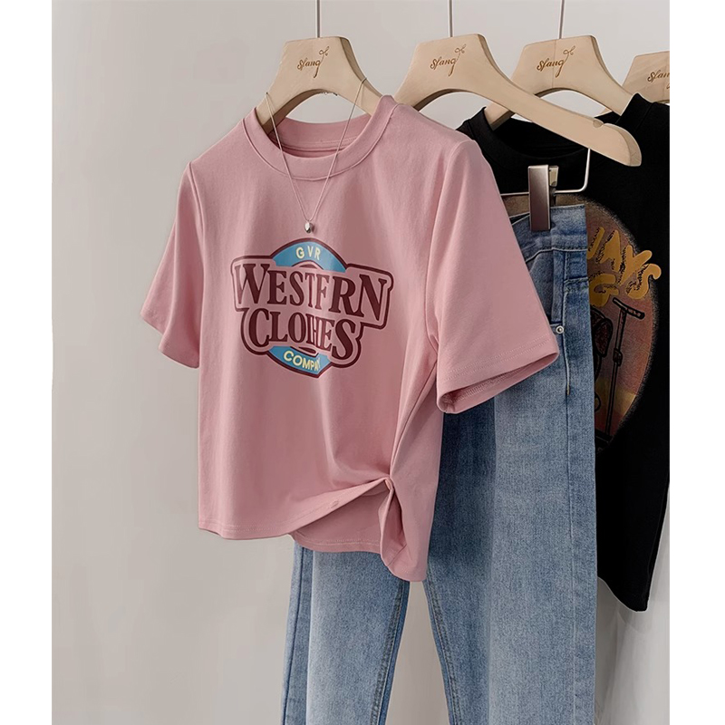 Plus Size 100.00kg Asymmetrical Stretch Cotton Short Shoulder Short Sleeve T-Shirt Women's Summer New Design Sense Niche Top