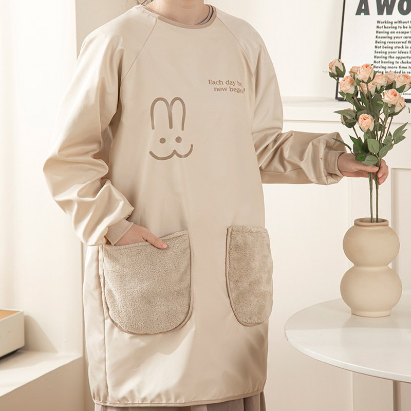 Erasable Hand Long Sleeve Apron Kitchen For Home Long Sleeve 2025 New Arrival Waterproof Stain-Resistant Cooking Female Apron Dining Overclothes