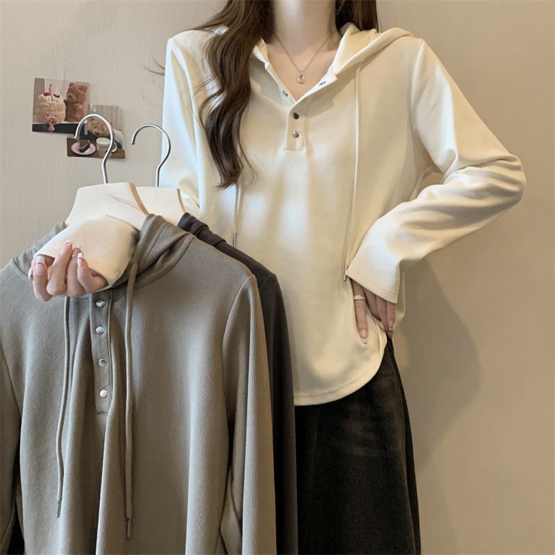 Stylish Niche Style Hooded plus Size Sweatshirt Female 2024 Autumn New Arrival Slim Fit Slimming Long Sleeves Pure Cotton Base Tops