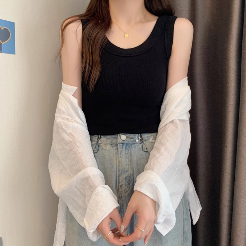 1.00 Kg-150.00 kg Plus Size Thread Camisole Women's Summer Outwear Loose Inner Bottoming Shirt Versatile Slimming Top