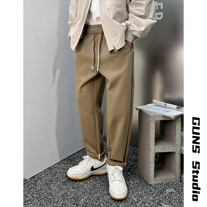 Uncle Bar Pants Men's Spring and Autumn K-style Trendy Simple Casual All-Match Loose Straight Trousers Zishi Shangshu