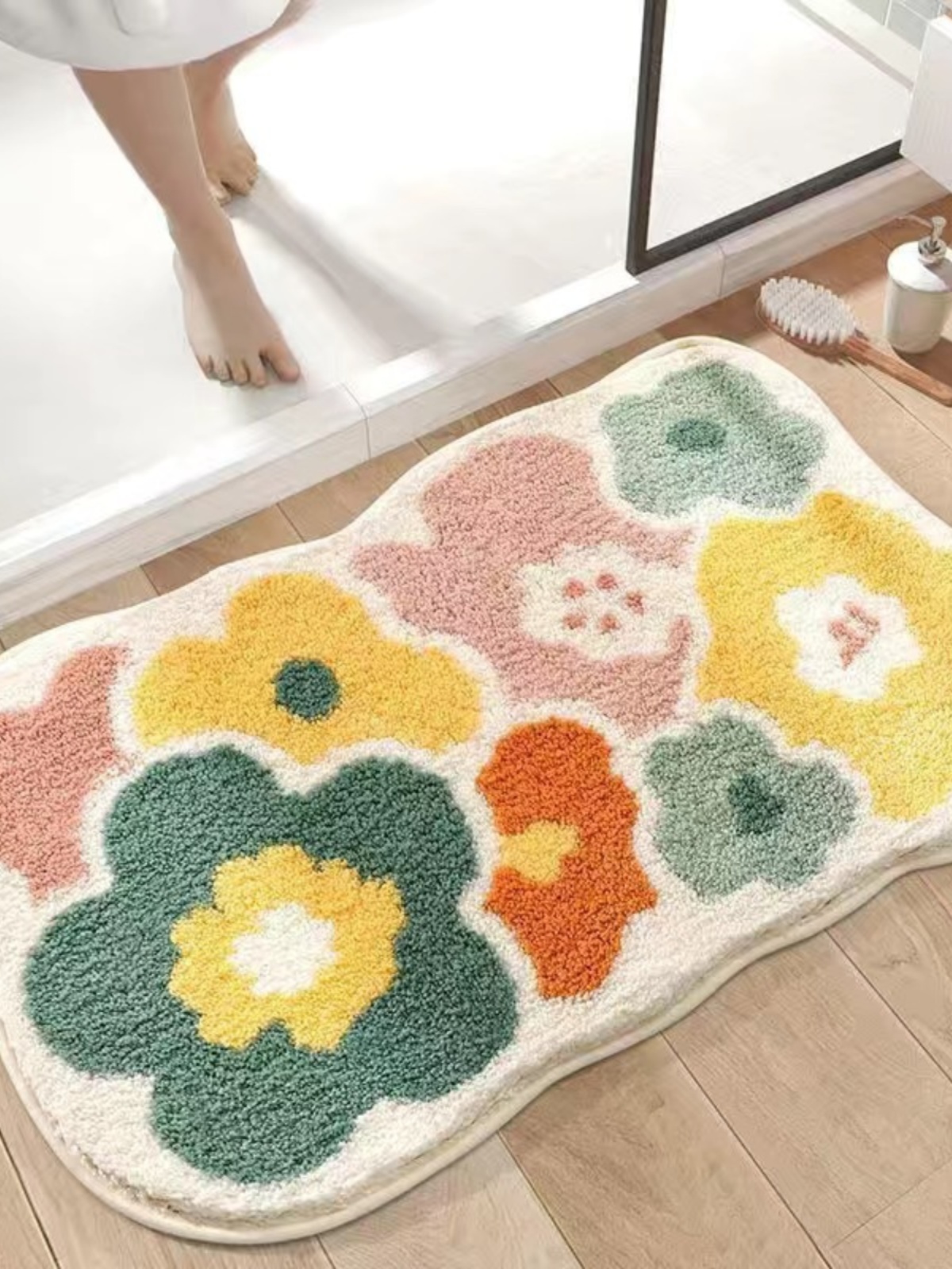 Minimalist Practical Cashmere Floor Mat Bathroom Non Slip Bathroom Absorbent Floor Mat For Home Stain-Resistant Abrasion Resistant Quick-Drying Carpet