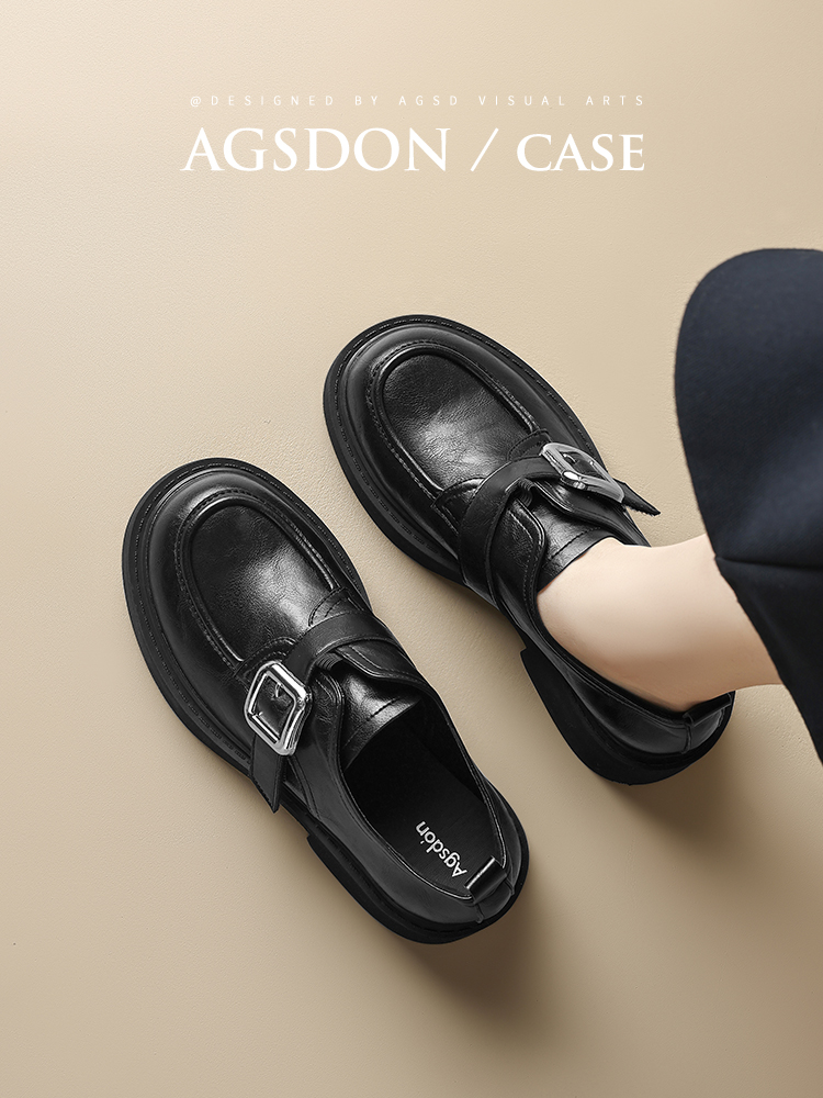 Platform Loafers Female 2024 New Arrival Spring Fall and Winter This Year's Popular Retro Work Clothing Increased by British Leather Shoes