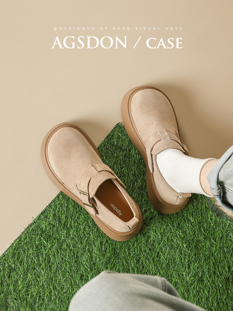 Augusto Thick Sole Birkenstock Women's 2025 New Arrival Spring All-Inclusive Small Heightened Single Layer Shoes Loafers Leather Shoes